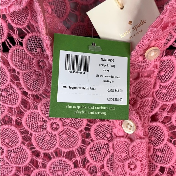 Kate spade pink bloom lace blouse shirt NWT - Picture 5 of 10